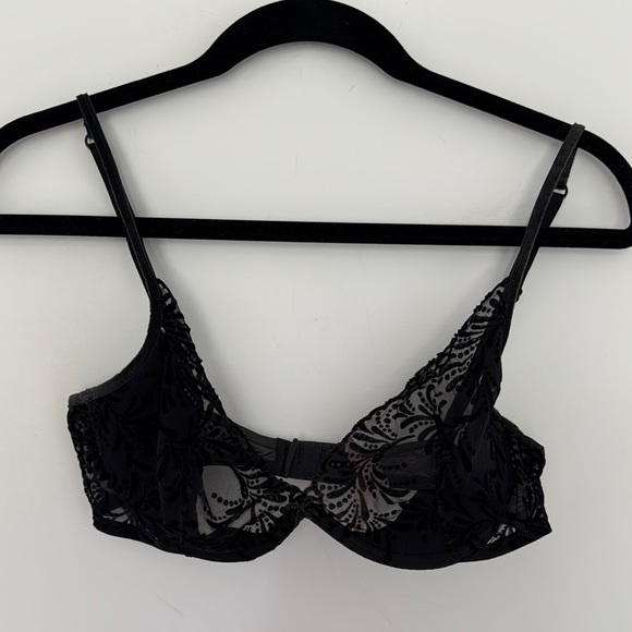 Victoria's Secret Other - Victoria's Secret NWT Sheer Lace Velvet Embellished Bra - Size 36D